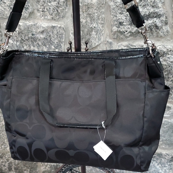 Coach Black Signature Travel Bag/Diaper Bag - Picture 4 of 15